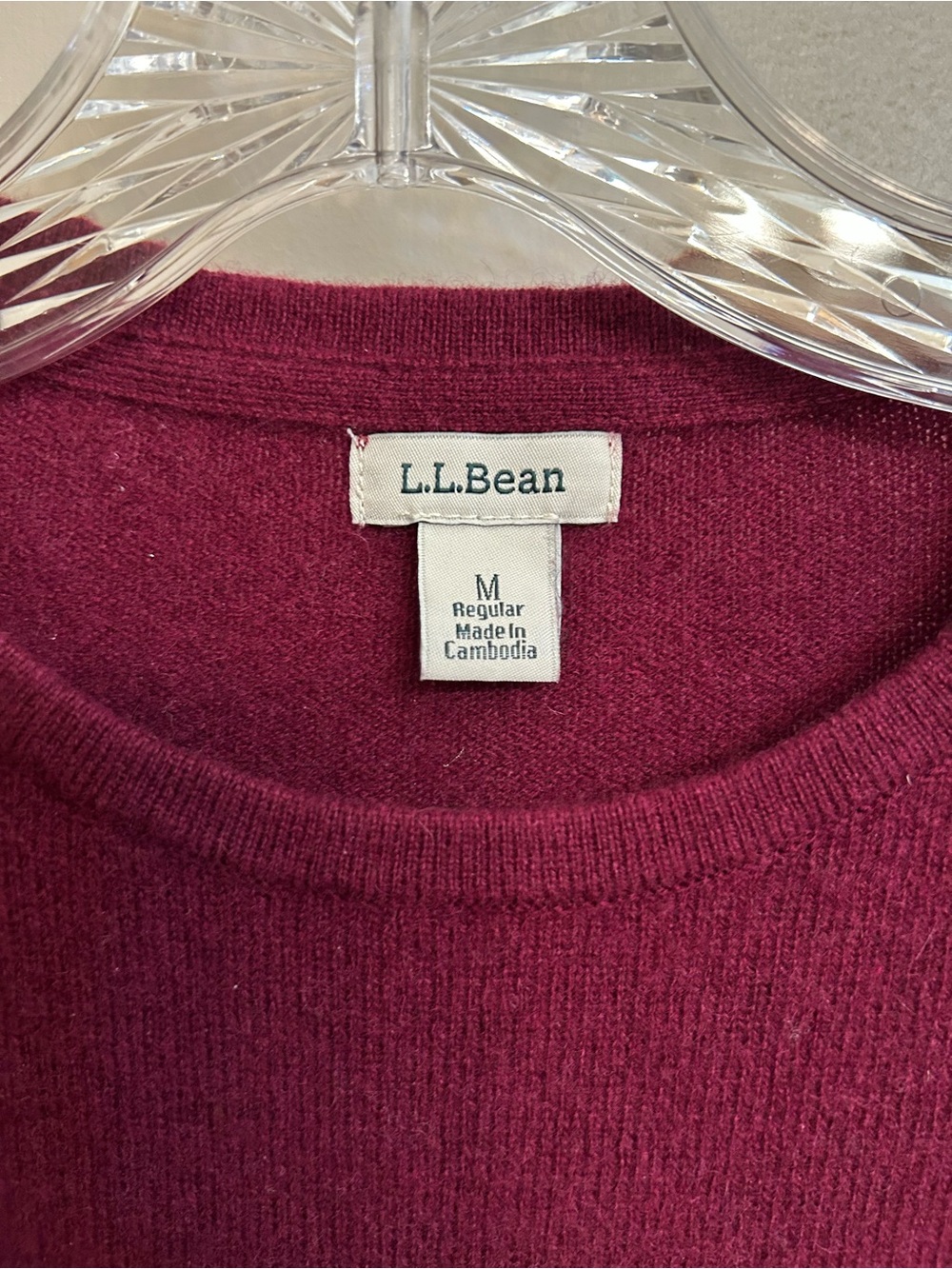 L.L.Bean Crewneck Cashmere Sweater - Burgundy